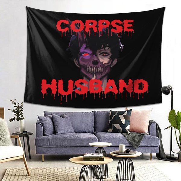 Corpse Husband Tapestry Hanging Tapiz Bedspread Onlyhands Among Us Crewmate Imposter Game Tapestries Polyester Picnic Blanket 1 - Corpse Husband Merch