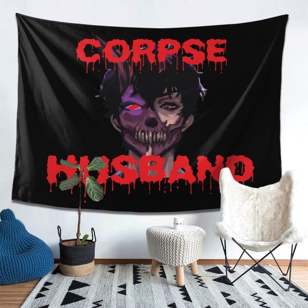 Corpse Husband Tapestry Hanging Tapiz Bedspread Onlyhands Among Us Crewmate Imposter Game Tapestries Polyester Picnic Blanket - Corpse Husband Merch